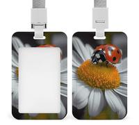ID Badge Holder with Breakaway Lanyard - Retractable Badge Reels Ladybug Daisy Vertical Card Name Tag for Nurses, Teachers, Doctors - ID Cards Holder Fits Credit/Id Cards (4.3x2.7in)