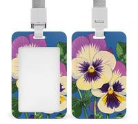 ID Badge Holder with Breakaway Lanyard - Retractable Badge Reels Pansy Perfection Print Vertical Card Name Tag for Nurses, Teachers, Doctors - ID Cards Holder Fits Credit/Id Cards (4.3x2.7in)