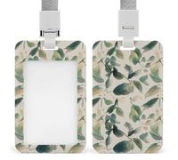 ID Badge Holder with Breakaway Lanyard - Retractable Badge Reels Sage Green Eucalyptus Leaves Vertical Card Name Tag for Nurses, Teachers, Doctors - ID Cards Holder Fits Credit/Id Cards (4.3x2.7in)