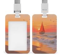 ID Badge Holder with Breakaway Lanyard - Retractable Badge Reels Sailing at The Seaside Vertical Card Name Tag for Nurses, Teachers, Doctors - ID Cards Holder Fits Credit/Id Cards (4.3x2.7in)