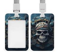ID Badge Holder with Breakaway Lanyard - Retractable Badge Reels Skeleton Pirate Vertical Card Name Tag for Nurses, Teachers, Doctors - ID Cards Holder Fits Credit/Id Cards (4.3x2.7in)