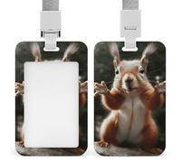 ID Badge Holder with Breakaway Lanyard - Retractable Badge Reels Squirrel Funny Animal Vertical Card Name Tag for Nurses, Teachers, Doctors - ID Cards Holder Fits Credit/Id Cards (4.3x2.7in)