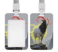 ID Badge Holder with Breakaway Lanyard - Retractable Badge Reels Standing Glowing Goat Vertical Card Name Tag for Nurses, Teachers, Doctors - ID Cards Holder Fits Credit/Id Cards (4.3x2.7in)