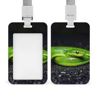 ID Badge Holder with Breakaway Lanyard - Retractable Badge Reels The Green Snake Vertical Card Name Tag for Nurses, Teachers, Doctors - ID Cards Holder Fits Credit/Id Cards (4.3x2.7in)