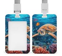 ID Badge Holder with Breakaway Lanyard - Retractable Badge Reels Tropical Fish Starfish Vertical Card Name Tag for Nurses, Teachers, Doctors - ID Cards Holder Fits Credit/Id Cards (4.3x2.7in)