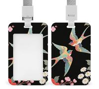 ID Badge Holder with Breakaway Lanyard - Retractable Badge Reels Two Colorful Flying Birds Vertical Card Name Tag for Nurses, Teachers, Doctors - ID Cards Holder Fits Credit/Id Cards (4.3x2.7in)