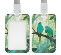 ID Badge Holder with Breakaway Lanyard - Retractable Badge Reels Two Parakeets Vertical Card Name Tag for Nurses, Teachers, Doctors - ID Cards Holder Fits Credit/Id Cards (4.3x2.7in)