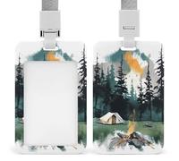 ID Badge Holder with Breakaway Lanyard - Retractable Badge Reels Wilderness Nature Camping Vertical Card Name Tag for Nurses, Teachers, Doctors - ID Cards Holder Fits Credit/Id Cards (4.3x2.7in)