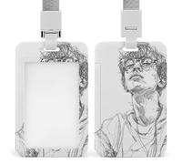 ID Badge Holder with Breakaway Lanyard, Vertical Plastic ID Name Tag, Line Drawing of Person Badge Holder for Office, Nurse, Teacher