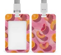 ID Badge Holder with Breakaway Lanyard, Vertical Plastic ID Name Tag, Peach and Orange Slices Badge Holder for Office, Nurse, Teacher