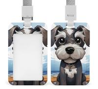 ID Badge Holder with Lanyard and Retractable Badge Reel Clip, Adorable Schnauzer Card Name Tag Lanyard Vertical ID Protector Bage Clips for Women Nurse Doctor Teacher