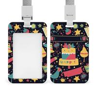 ID Badge Holder with Lanyard and Retractable Badge Reel Clip, Happy Birthday Images Card Name Tag Lanyard Vertical ID Protector Bage Clips for Women Nurse Doctor Teacher