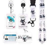 ID Badge Holder with Lanyard - Badge Holder with Neck Strap & Retractable Badge Reel, Lanyard with Card Holder for Office, School, Events - Durable, Secure, Comfortable (I'm fine)