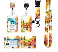 ID Badge Holder with Lanyard - Badge Holder with Neck Strap & Retractable Badge Reel, Lanyard with Card Holder for Office, School, Events - Durable, Secure, Comfortable (Duck)