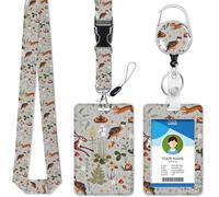 ID Badge Holder with Lanyard, Fashionable Retractable ID Badge Holder Breakaway Lanyard Keychain for Women Nurse Teachers Student Office Gifts, Animals Mushroom