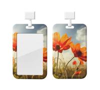 ID Badge Holder with Lanyard ID Name Badge Card Case Protector Sliding ID Badge Holder Flower Under The Sun ID Name Tag Badge Case Protector Cover for Office Work Nurse Women