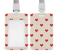 ID Badge Holder with Lanyard Many Heart Shapes Cruise Ship Cards Clip Funny Badge Holder Assorted Colors Vertical Card Protector for Office Workers, Doctors and Teachers