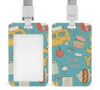 ID Badge Holder with Lanyard Mustard Hot Dog Pattern Cruise Ship Cards Clip Funny Badge Holder Assorted Colors Vertical Card Protector for Office Workers, Doctors and Teachers