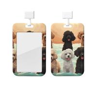 ID Badge Holder with Lanyard Poodles Dogs Badge Holder Card Name Tag Lanyard Vertical Id Protector Bage Clips for Nurse Doctor Metro Cards