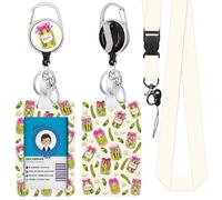 ID Badge Holder with Lanyard Retractable and Cute Detachable Reel Clip, Cucumber ID Badge Holder with Breakaway Lanyard and Heavy-Duty Keychain, Around The Neck Gifts for Women Nurse Teacher Students