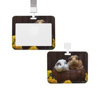 ID Badge Holder with Lanyard Sliding Vertical Plastic Card Case Protector Pouch Guinea Pigs Vertical ID Card Holder for Nurse Doctor Office Supplies Name Tag