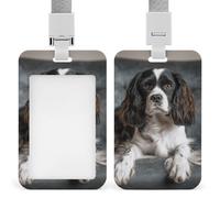 ID Badge Holder with Lanyard Spaniel On The Sofa Cruise Ship Cards Clip Funny Badge Holder Assorted Colors Vertical Card Protector for Office Workers, Doctors and Teachers