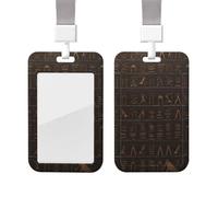 ID Badge Holder with Lanyard Vertical ID Card Protector Name Tag Ancient Egyptian Hieroglyph Badge Holder with Clear Window Sliding Card Case Protector Pouch for Nurse Doctor Office Supplies