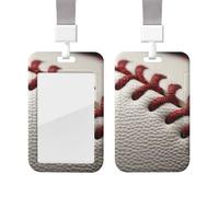 ID Badge Holder with Lanyard Vertical ID Card Protector Name Tag Baseball Lace Close Up Badge Holder with Clear Window Sliding Card Case Protector Pouch for Nurse Doctor Office Supplies