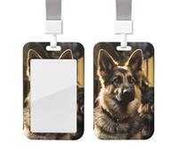 ID Badge Holder with Lanyard Vertical ID Card Protector Name Tag German Shepherd Badge Holder with Clear Window Sliding Card Case Protector Pouch for Nurse Doctor Office Supplies