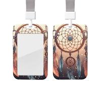 ID Badge Holder with Lanyard Vertical ID Card Protector Name Tag Native American Dream Catcher Badge Holder with Clear Window Card Case Protector Pouch Name Tag for Nurse Doctor Office Supplies