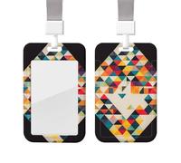 ID Badge Holder with Lanyard Vertical ID Card Protector Name Tag Triangle Geometric Badge Holder with Clear Window Card Case Protector Pouch Name Tag for Nurse Doctor Office Supplies