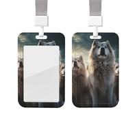 Id Badge Holder with Lanyard Wolf Tribe Print Badge Holder Waterproof Plastic Card Sleeve Breakaway Neck Lanyards Name Tag for Work Office Doctor Nurse