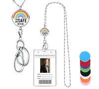 ID Badge Holder with Lanyard - You are Safe with Me Rainbow Lanyards for ID Badges and Keys Teacher Lanyard Nurse Doctor Medical Student ID Name Tag Decorative Work Jewelry Stainless Steel Keychain