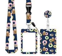 ID Badge Holder with Retractable Badge Reel Clip and Lanyard, Cute Card Name Tag Lanyard Vertical ID Protector Bage Clips for Nurse Doctor Teacher Student - Cute Sloth