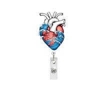 ID Badge Reel, Cute Heart Print, Vertical Card Holder, Secure Clip Fastener, for Staff Intern Student Medical Personnel Men Women Workplace Campus Event Identification Carry Usage