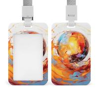 Id Bbadge Holder with Lanyard Breakaway Plastic Card Holder Vertical Hanging Cute and Personalized Brightly Colored Spheres Printed Badge Clip