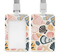 Id Bbadge Holder with Lanyard Breakaway Plastic Card Holder Vertical Hanging Cute and Personalized Various Shell Images Printed Badge Clip