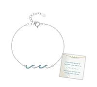I'd Be So Lost Without You Triple Wave Friendship Matching Bracelet, Wave Bracelet for Women, S925 Sterling Silver Adjustable Wave Bracelet, Friendship Jewelry Gifts for Best Friends, Bestie (Silver)