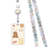 ID Card Holder Cute Cat Lanyard Card Holder Retractable Neck Strap Lanyard Detachable Sliding Badge Holder for Badges Keychain Keyring ID Card Protector