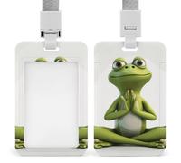 ID Card Holders for Lanyard,Funny Frog Printed Badge Holder with Clear Window,Plastic Vertical Bus Pass Holders for Work Teacher Nurse Employees Proximity Key Cards Women Men