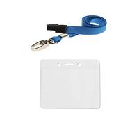 ID Card It 1 PVC ID Card Pass Badge Holder and Lanyard Neck Strap (Blue Metal Clip)