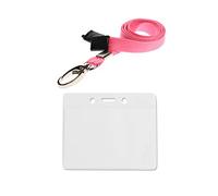 ID Card It 10 PVC ID Card Pass Badge Holder and Lanyard Neck Strap (Pink Metal Clip)