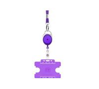 ID Card It ID Badge Card Pass Holder Double Sided, ID Neck Strap Lanyard with Safety Breakaway and Metal Clip & Retractable Keyring Premier YoYo Extendable Badge Reel (Purple)