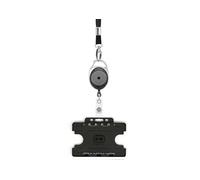 ID Card It ID Card Holder Double sided, ID Neck Lanyard with Metal Clip & Premier YoYo Extendable Badge Reel (Black)