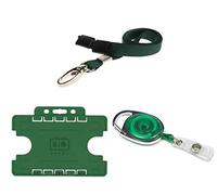 ID Card It ID Card Holder Double Sided, ID Neck Strap Lanyard with Metal Clip & Retractable Premier YoYo Extendable Badge Reel (Dark Green)