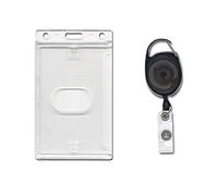 ID Card It ID Card Holder Vertical Enclosed and Premier Yo Yo Retractable Key Clip Reel - Black