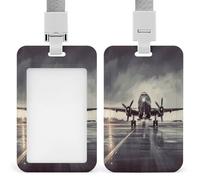 ID Card Protector Airplane Art Id Badge Holder with Lanyard for Work Office Nurse Teacher Women Student Gifts