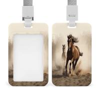 ID Card Protector Animals Horse Running Id Badge Holder with Lanyard for Work Office Nurse Teacher Women Student Gifts