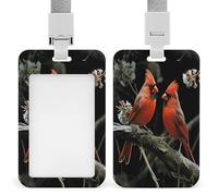 ID Card Protector Cardinals Birds Fauna Wild Id Badge Holder with Lanyard for Work Office Nurse Teacher Women Student Gifts