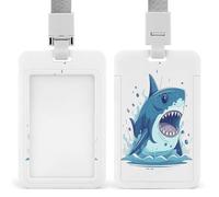 ID Card Protector Cartoon Shark Id Badge Holder with Lanyard for Work Office Nurse Teacher Women Student Gifts